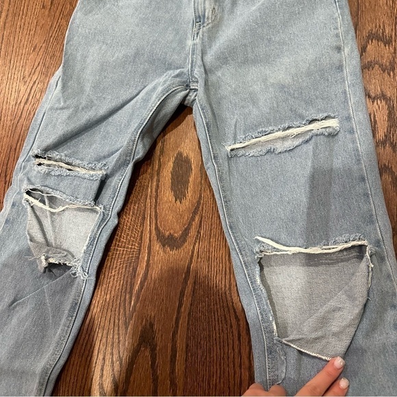 Light Wash Distressed Straight Leg Jean - Picture 2 of 5